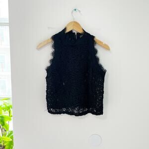 Zara Black Lace Cropped Tank Size Small